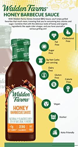 Walden Farms Walden Farms Sugar Free Honey BBQ Sauce, 12-oz. Gourmet Barbecue Grilling Marinade for Meat, Ribs, Pork, Chicken, and Steak, No Carb Keto Friendly, 2 Pack