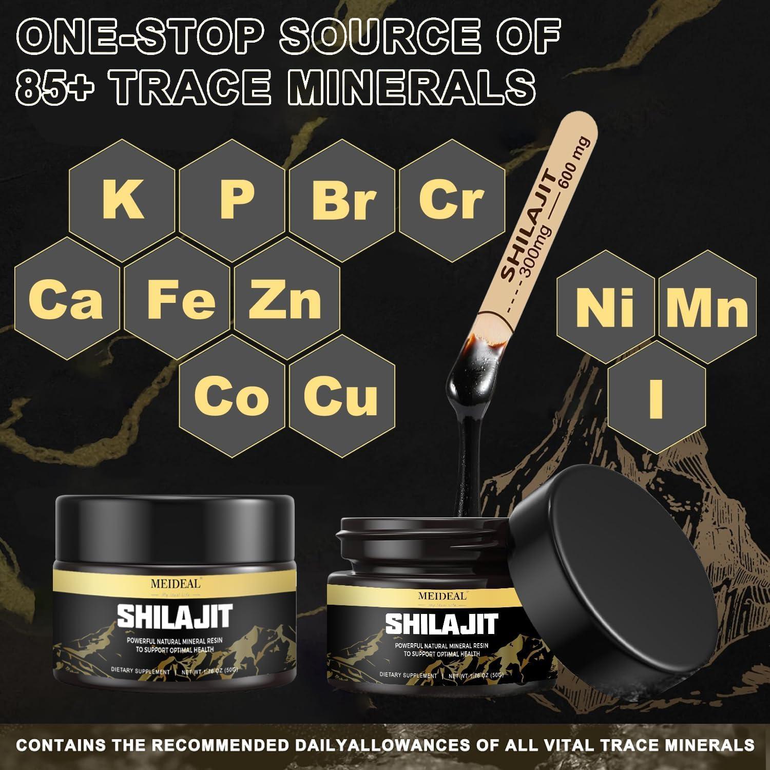 Meideal Shilajit Pure Himalayan Organic Shilajit Resin, Natural Shilajit Resin with Fulvic Acid, 85+ Trace Minerals, Organic Ayurvedic Blend for Energy & Immune System Support, 50 Grams (B-50g 1 Pc)