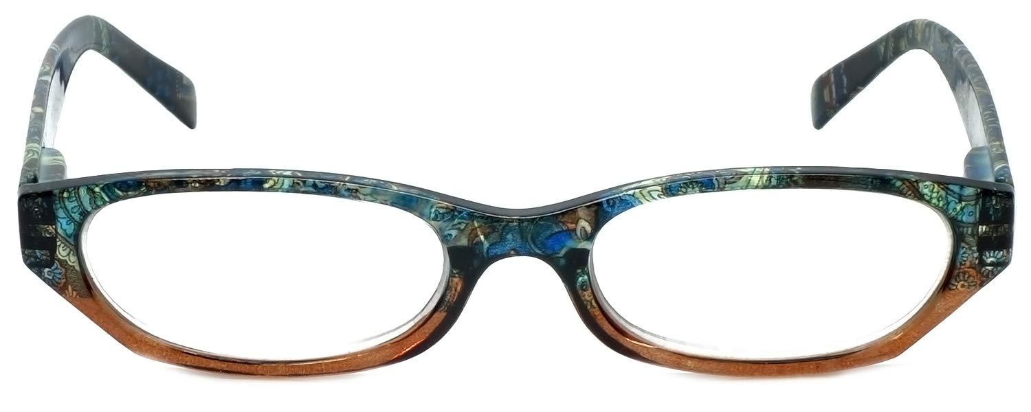 Calabria Calabria 4377 Cat Eye Colorful Floral Paisley Reading Glasses +6.00 Brown Women Readers Cute Eyeglass w/Soft Case