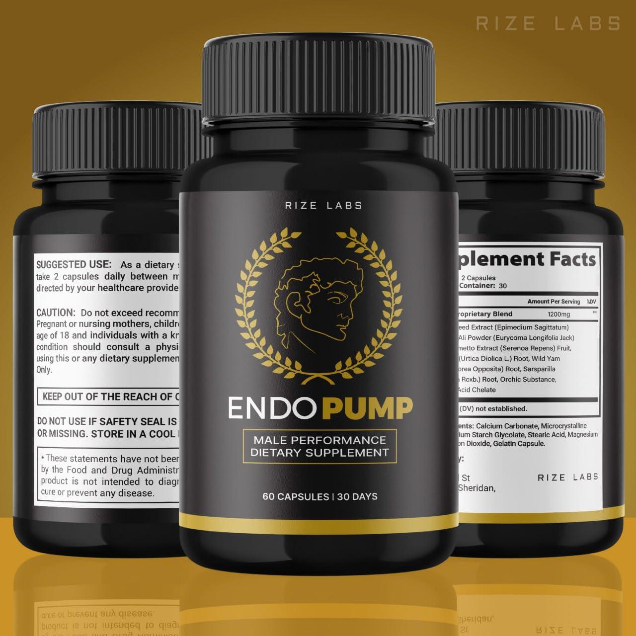 rize labs rize labs - EndoPump Capsules Support Supplement, Advanced Formula for Male Performance, Provides Energy Pump & Extra Strength (120 Capsules)