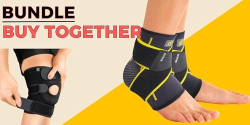Bracoo Bracoo KS10 Adjustable Compression Knee Patellar Tendon Support Brace (Black) FS60 Ankle Airy Sleeve Brace, 1 Pair, Black (S/M)