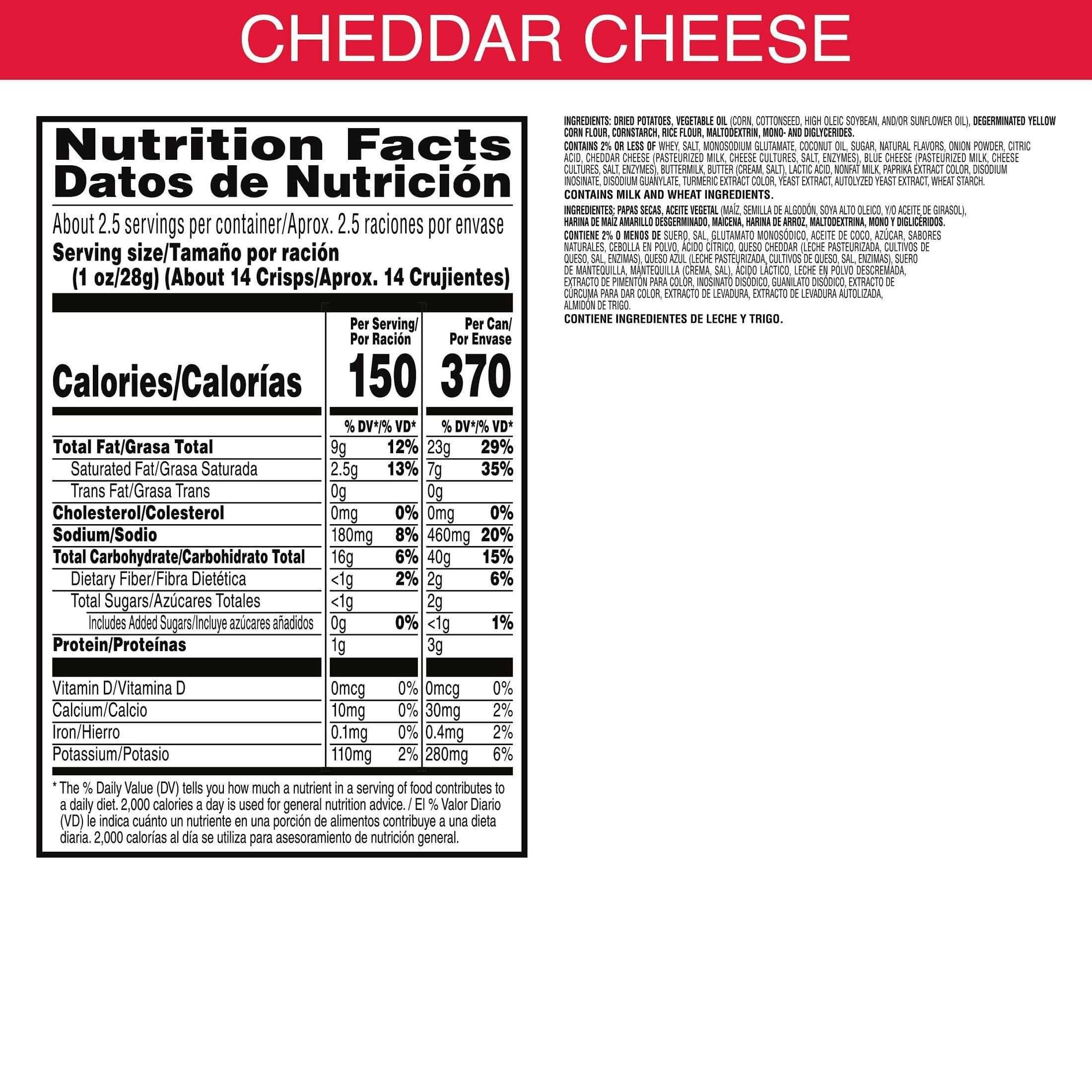 Pringles Pringles Potato Crisps Chips, Lunch Snacks, Office and Kids Snacks, Grab N\' Go, Cheddar Cheese (12 Cans)