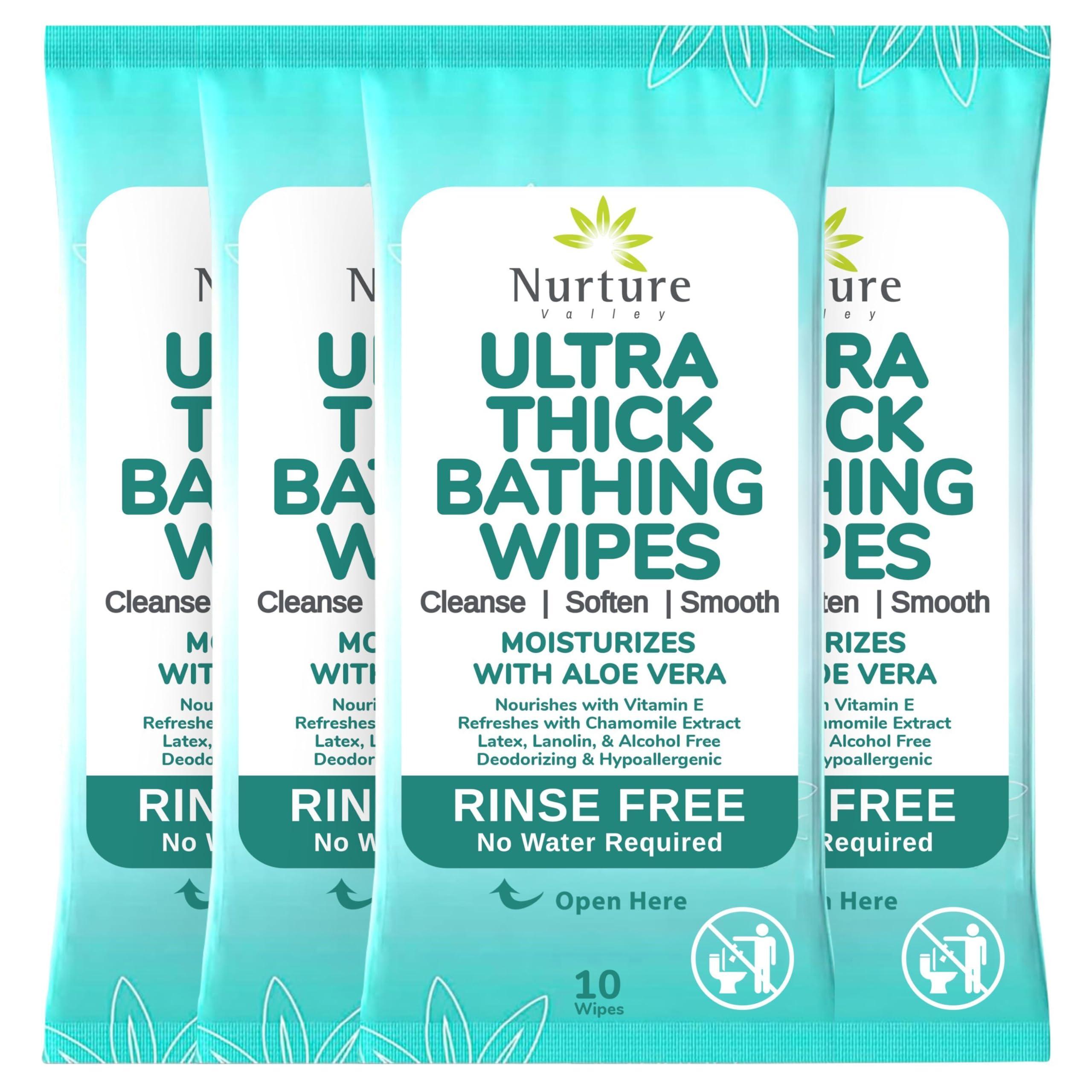 Nurture Valley Nurture XL Ultra Thick Body Wipes for Adults w/Aloe | 40 Extra Large Disposable Cloth Wet Cleansing No Rinse Bathing Washcloths, Waterless Shower | Bath Wipe for Women, Men & Elderly
