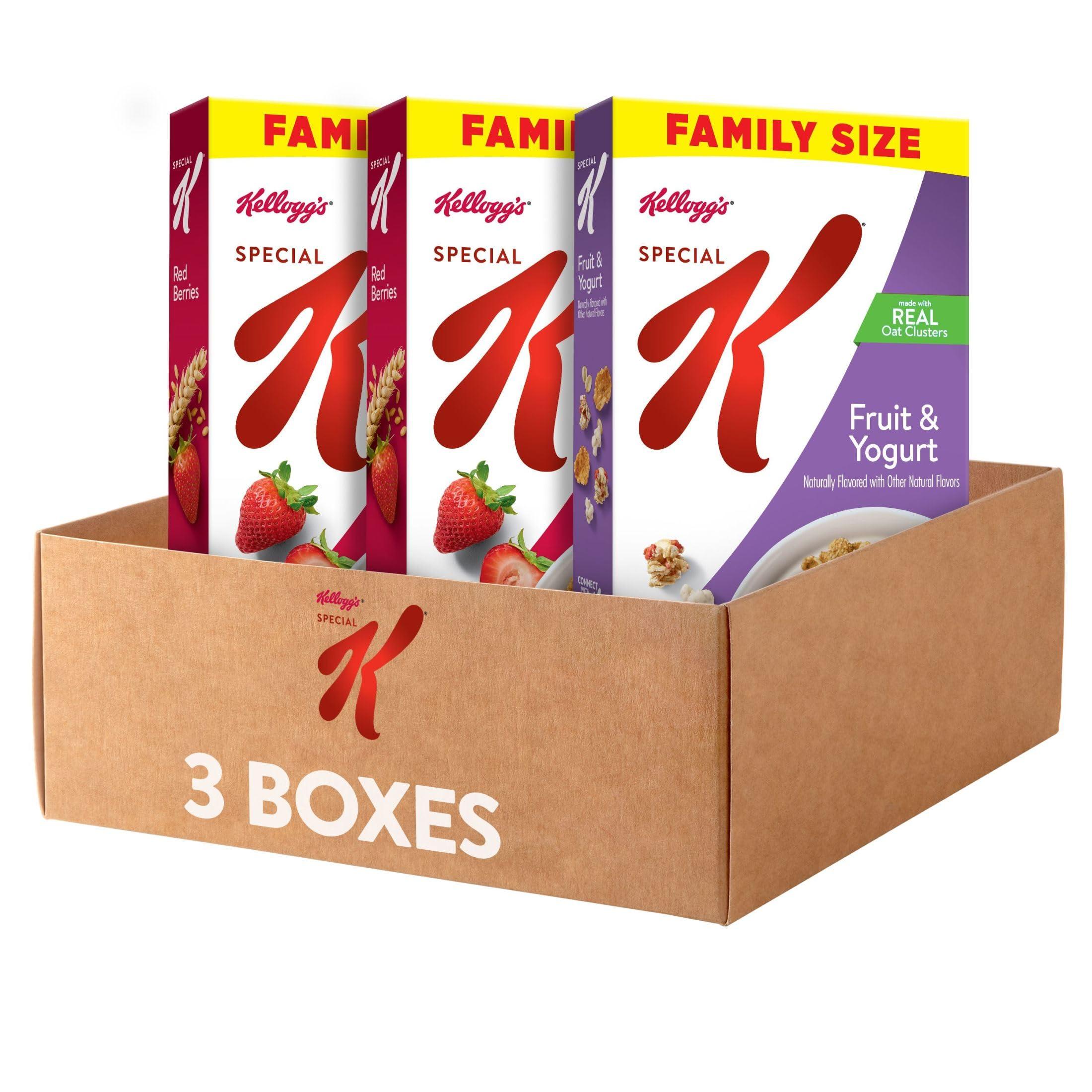 Special K Kelloggs Special K Breakfast Cereal, Family Breakfast, Fiber Cereal, Family Size, Variety Pack (3 Boxes)