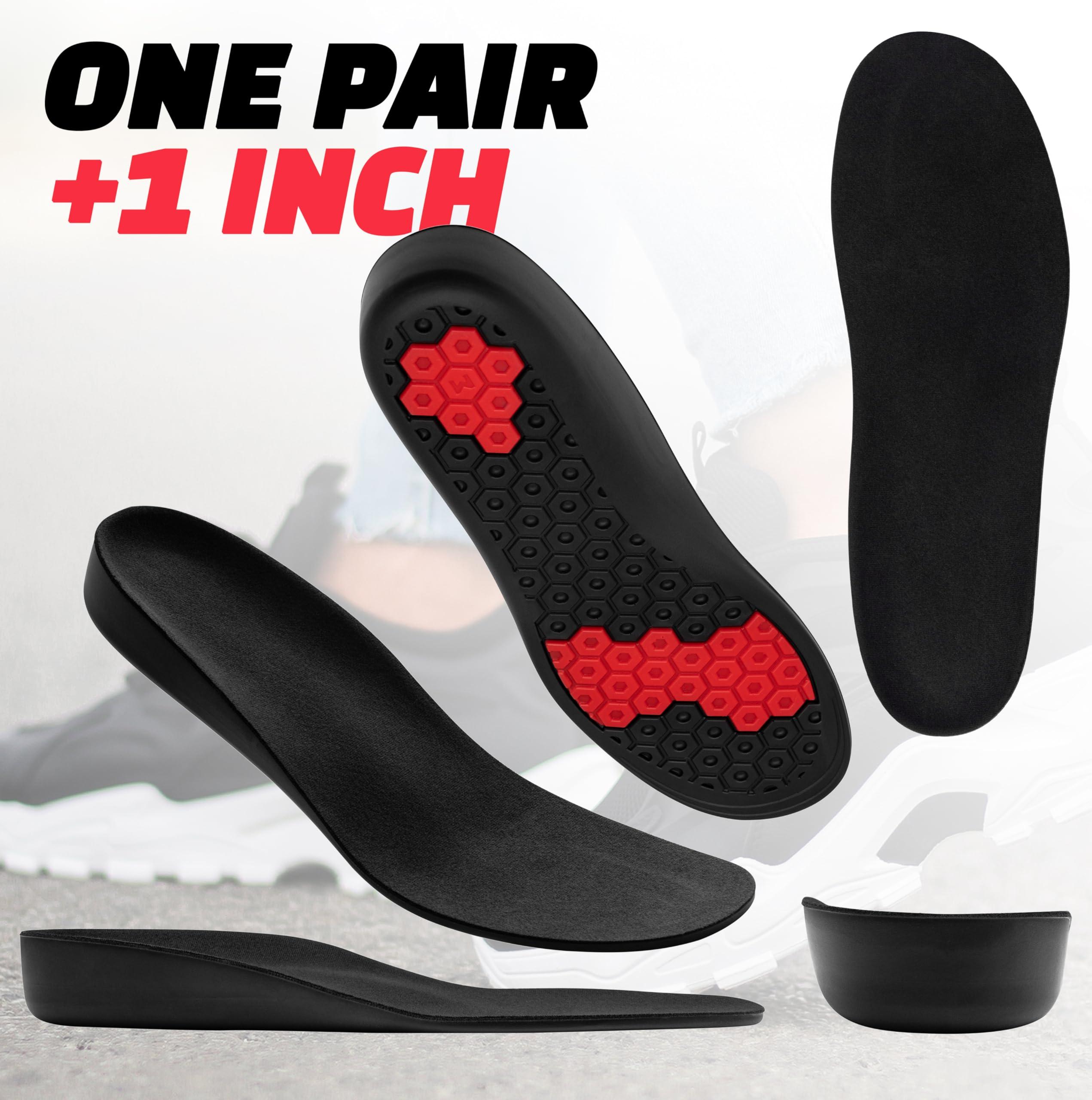 benoo Height Increase Insoles for Men (+1 inch) Shoe Lifts Men, Instant Height Boosters Insoles for Men, Trim to Fit Shoe Lift, Comfortable Shoe Leveler, Shoe Inserts for Height (Mens 6.5-7.5)