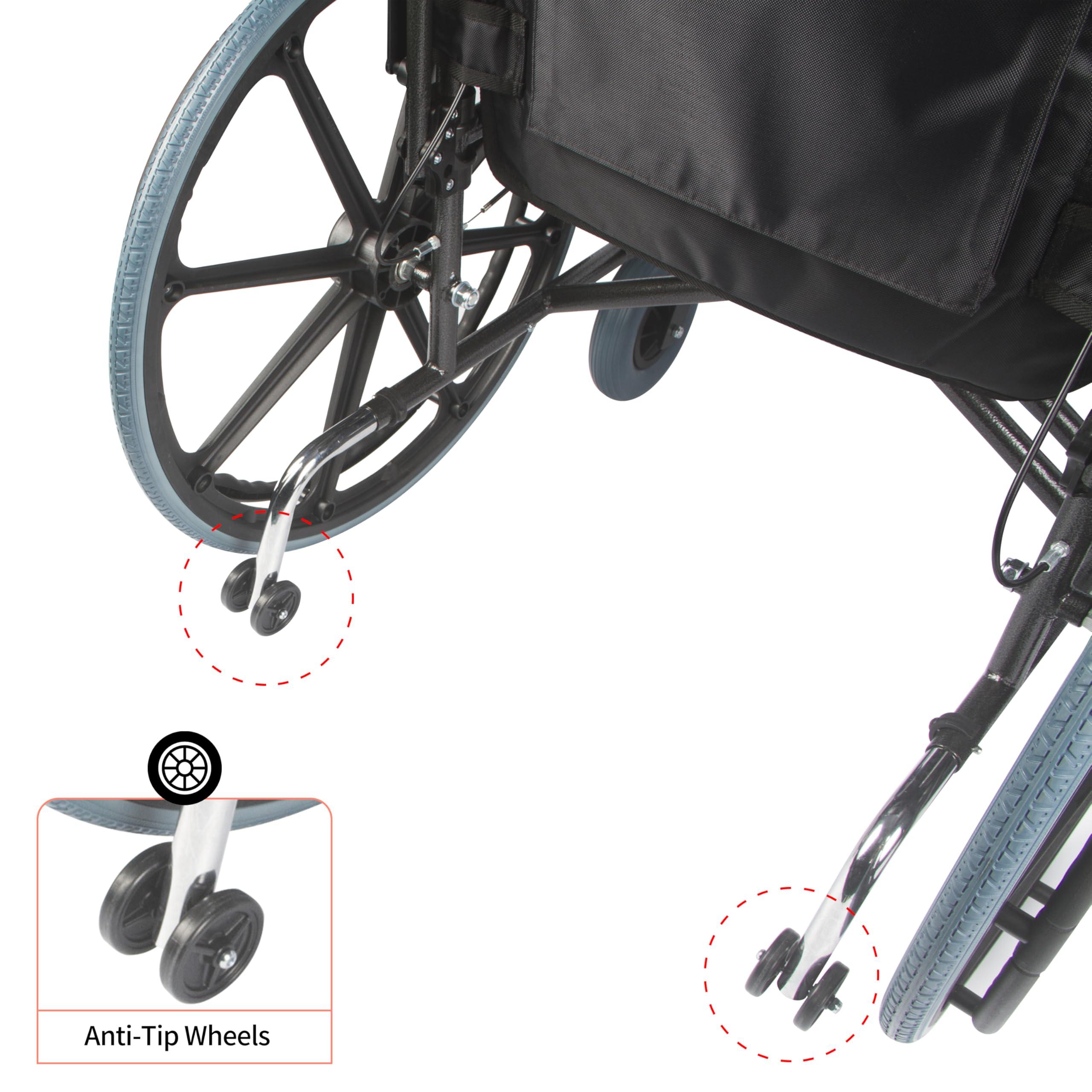 kaiyang 22 in Extra Wide Wheelchairs for Adults 400 lbs Bariatric Wheelchair with 22 inch Portable Wheelchair Cushions & Bag, Foldable Light Weight Wheel Chair for Adults Silla de Ruedas para Adultos