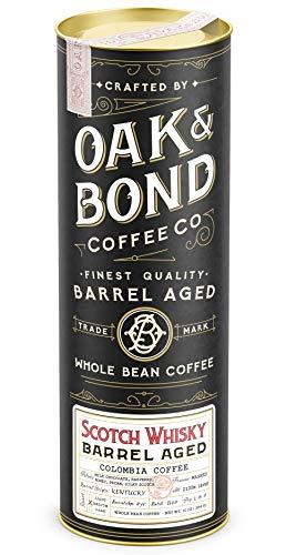 Oak & Bond Coffee Co. Scotch Whisky Barrel Aged Coffee, Colombia Single Origin Washed Whole Coffee Bean, Medium Roast w/ Flavor Notes of Milk Chocolate, Raspberry, Honey, Silky Scotch by Oak & Bond Coffee Co. – 10oz.