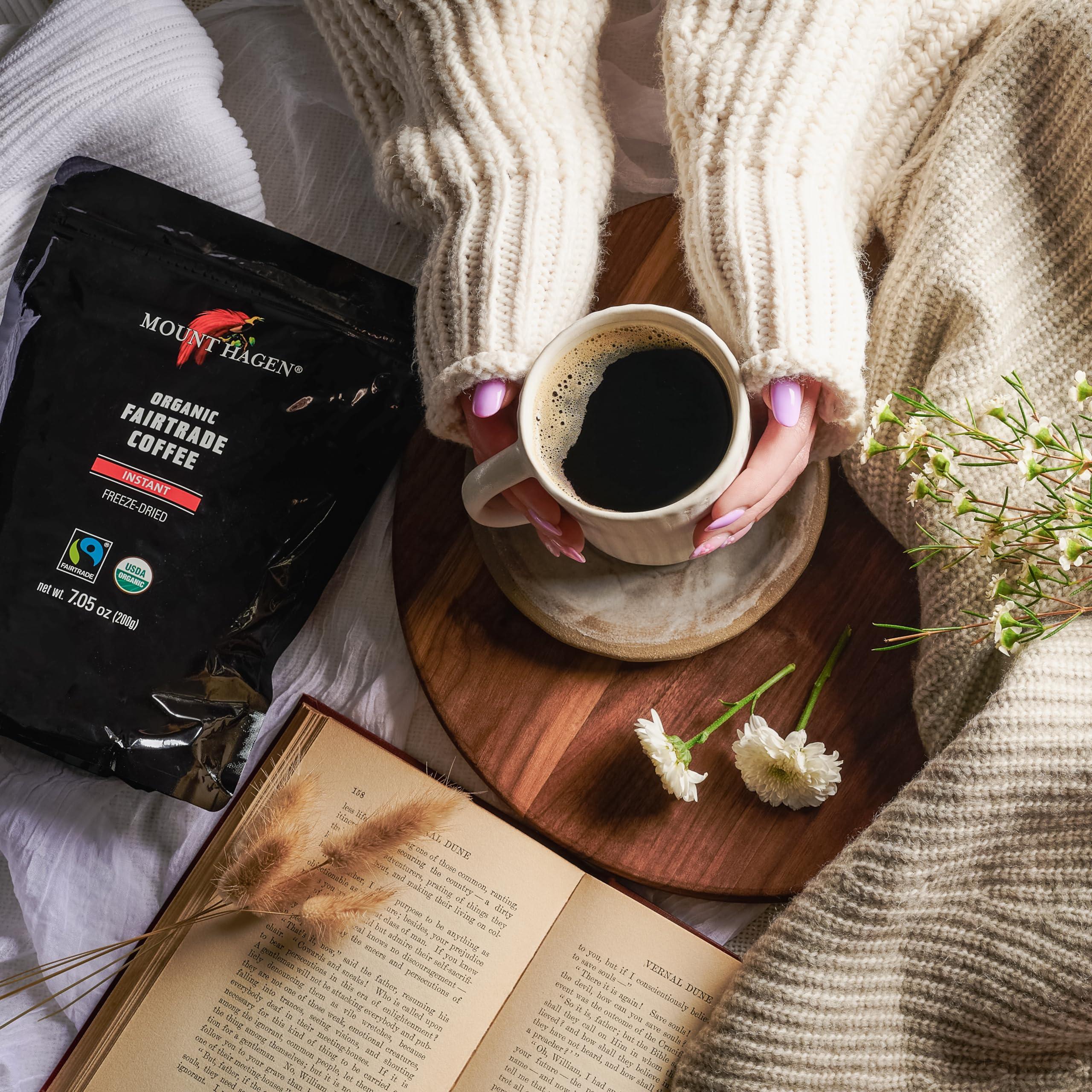 Mount Hagen Mount Hagen 7.05oz Organic Freeze Dried Instant Coffee | Eco-friendly Instant Coffee, Medium Roast Arabica Beans | Organic, Fair-Trade, Freeze-Dried Instant Coffee in Resealable Pouch Bag [7.05oz]