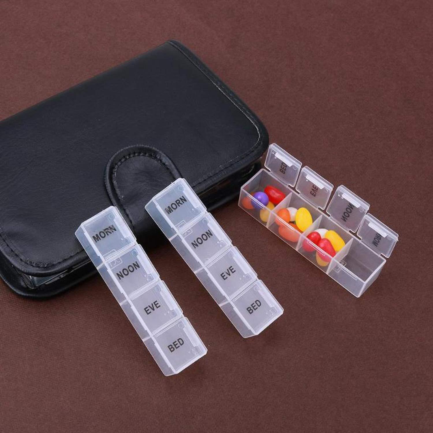 NA NA Pill Wallet with PU Bag Portable 28 Grids Pill Box Tablet 7 Day Weekly Medicine Box Drug Dispenser Tablet Holder Organiser