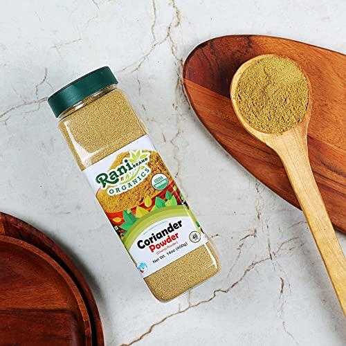 Rani Brand Authentic Indian Products Rani Organic Coriander Powder (Dhania Powder) 14oz (400g) PET Jar ~ All Natural | Vegan | Gluten Friendly | NON-GMO | Indian Origin | USDA Certified Organic