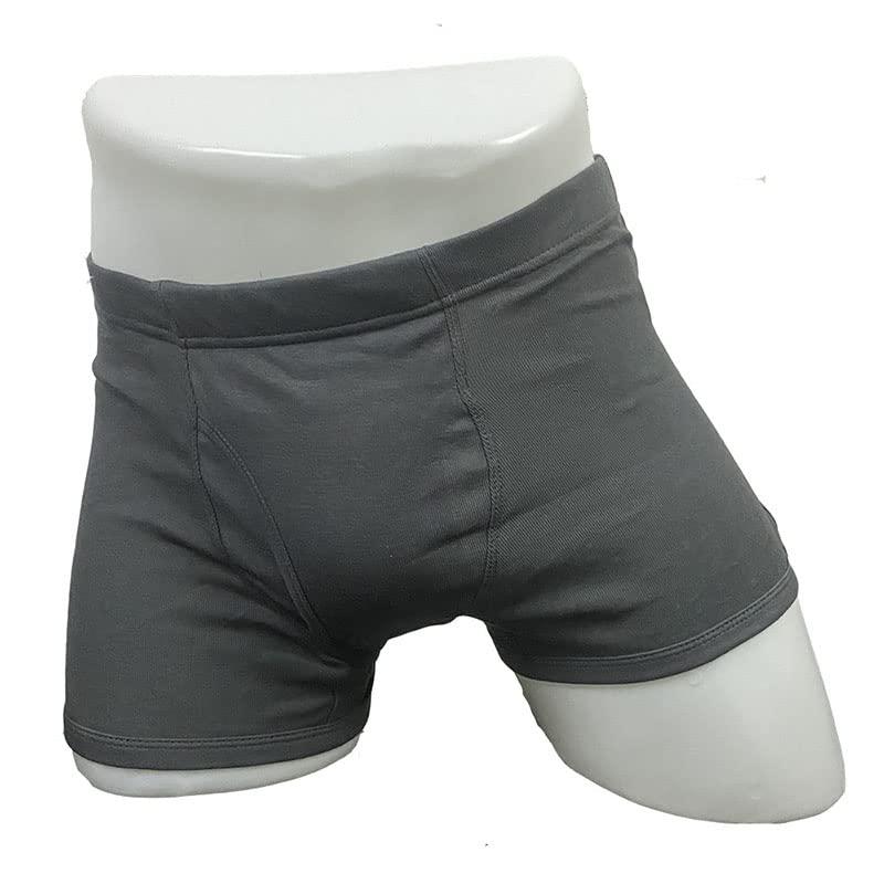 Esfeely Men\'s Washable Incontinence Underwear Adults Patient Reusable Breathable Boxer Diapers for Adults Prostate 200ml (XX-Large, Grey)