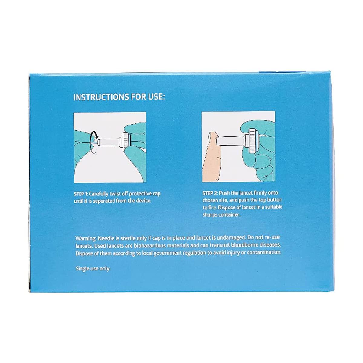Medline Medline Sterile Safety Lancets with Push-Button Activation, 28G x 1.6 mm, Box of 200: Dependable Blood Sampling Device for Blood Glucose Testing