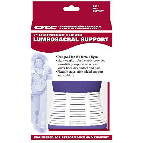 OTC OTC Lumbosacral Support, 7-inch Lower Back, Lightweight Compression, Elastic, White, Large