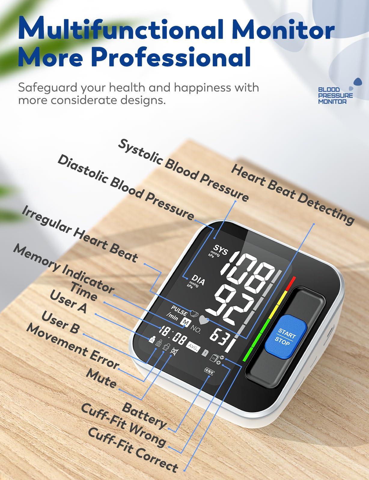 ATUDER Blood Pressure Monitors for Home Use Upper Arm, Accurate Cuff 8.7-15.7 Monitor with Large Backlight Display 2 Users 240 Sets Memory & HR Detection, Digital BP Machine with Carrying Case