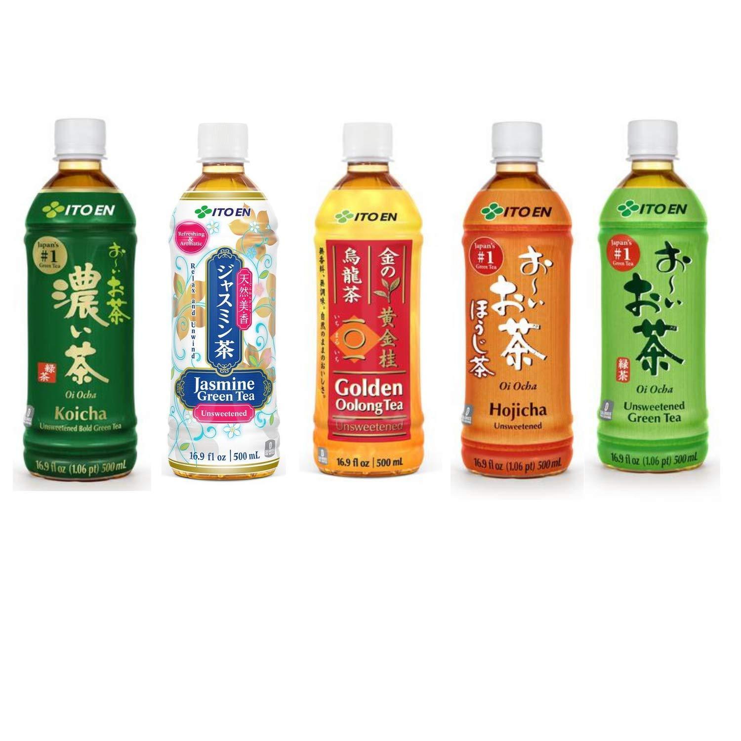 Ito En Itoen Unsweetened Tea Samplers, Oicha Green Tea, Oolong Tea, Hojicha, Jasmine Green Tea, Koicha (Bold Green Tea), Total 5 Pack