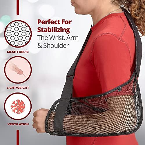 MEDca Mesh Arm Shoulder Sling - Shoulder Immobilizer for Shower - Adjustable Arm Brace Support for Rotator Cuff, Elbow and Other Injury Right/Left & Splint Elevation Support for Men and Women