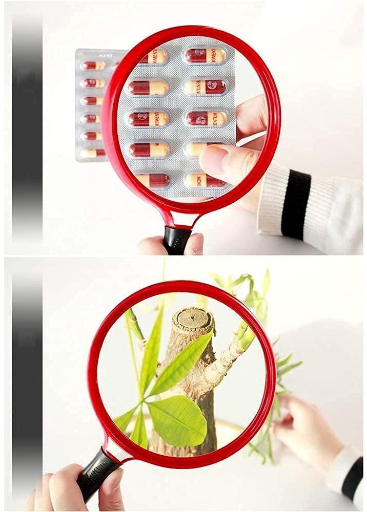 LIPJIA Magnifying Glass,Read Handheld HD Glass Large Reading Book 13cm Diameter Glass Lens Non Slip Handle Without Lamp Magnifier
