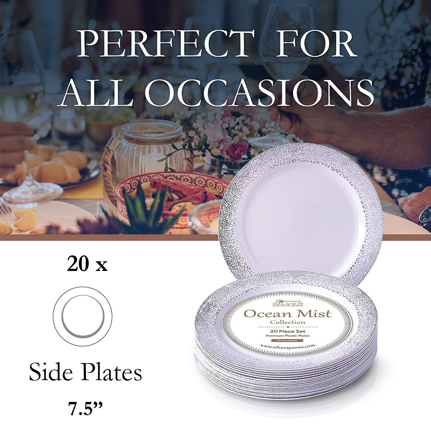 Silver Spoons Silver Spoons DISPOSABLE PLASTIC DINNER PLATES 7.5\' Silver Mist 20 pc