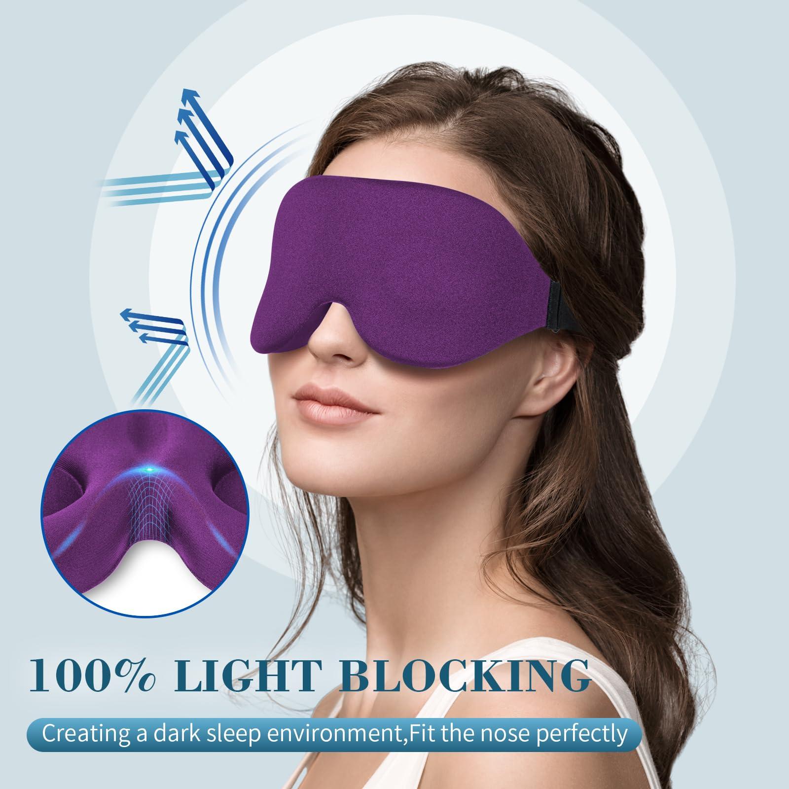 ZGGCD ZGGCD 3D Sleep Mask for Side Sleeper, Light Blocking Sleeping Eye Mask for Women Men, Contoured Cup Night Blindfold, Luxury Eye Cover Eye Shade with Adjustable Strap for Travel, Nap, Purple