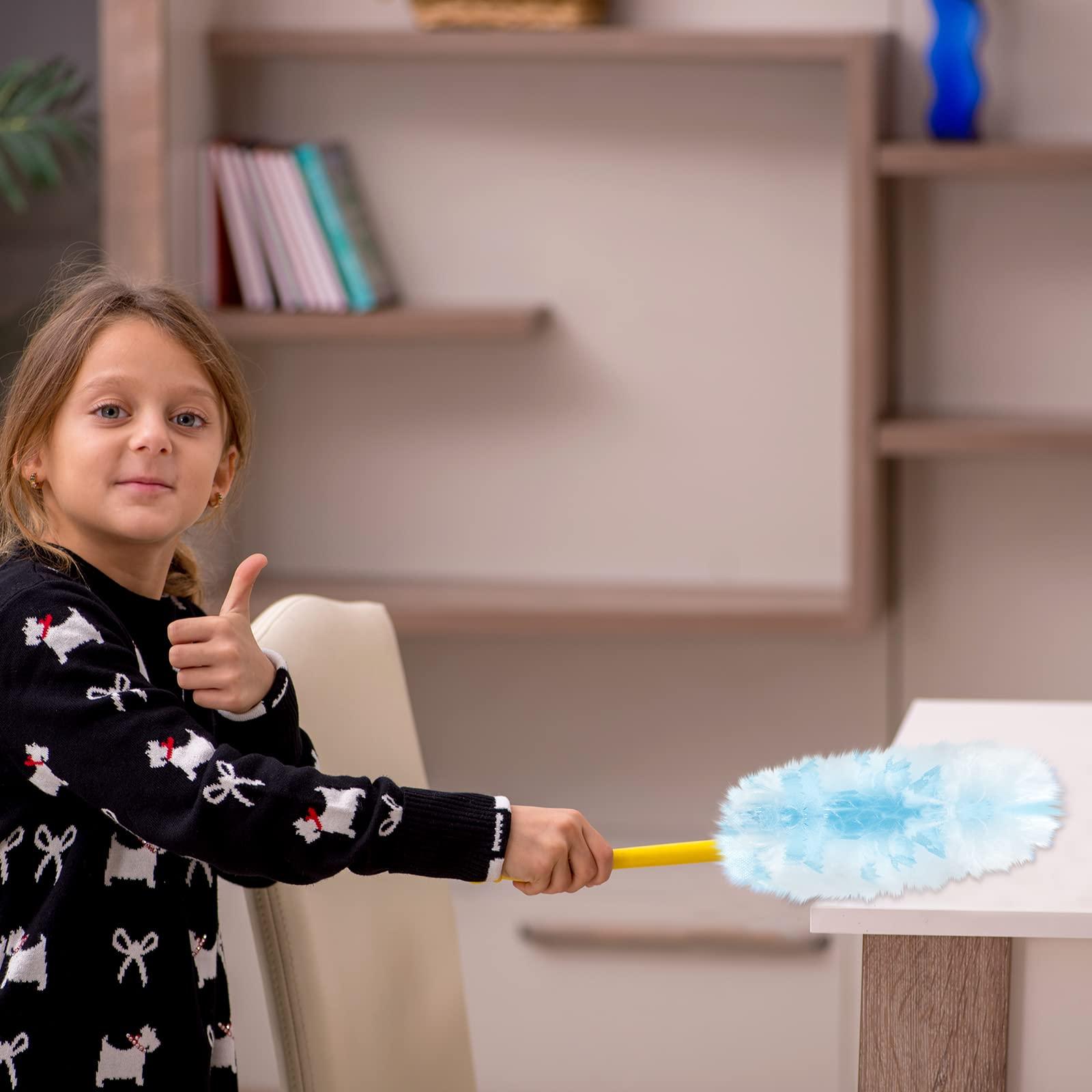 Vesici Vesici 150 Pcs Duster Refills Compatible with Swiffer Dusters Bulk Disposable Replacement Thickened with 1 Handle Heavy Duty for Cleaning, Office (Blue)