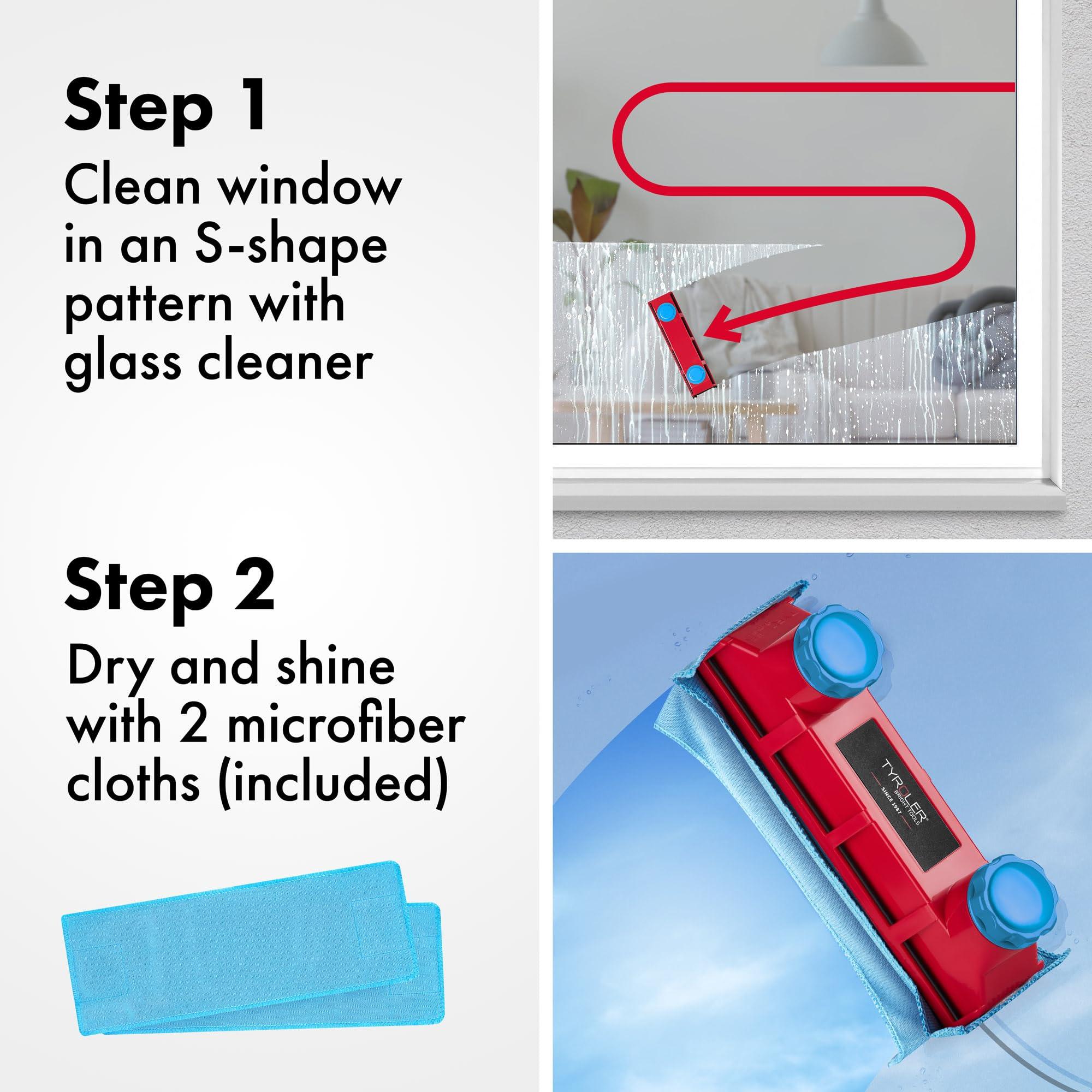 Tyroler Bright Tools Tyroler Magnetic Window Cleaner Tool | The Glider D-3 AFC Double Sided Outside Window Cleaner Fits Windows 0.1\"-1.1\" Thick, Adjustable Control Magnet Window Cleaner Tool, Ideal Magnetic Glass Cleaner