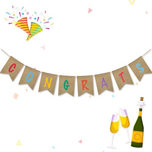 Amosfun Graduation Bunting Banner Congrats Banners Garland Dcorations Congratulations Sign Graduation Party Decor Supplies (Style A)