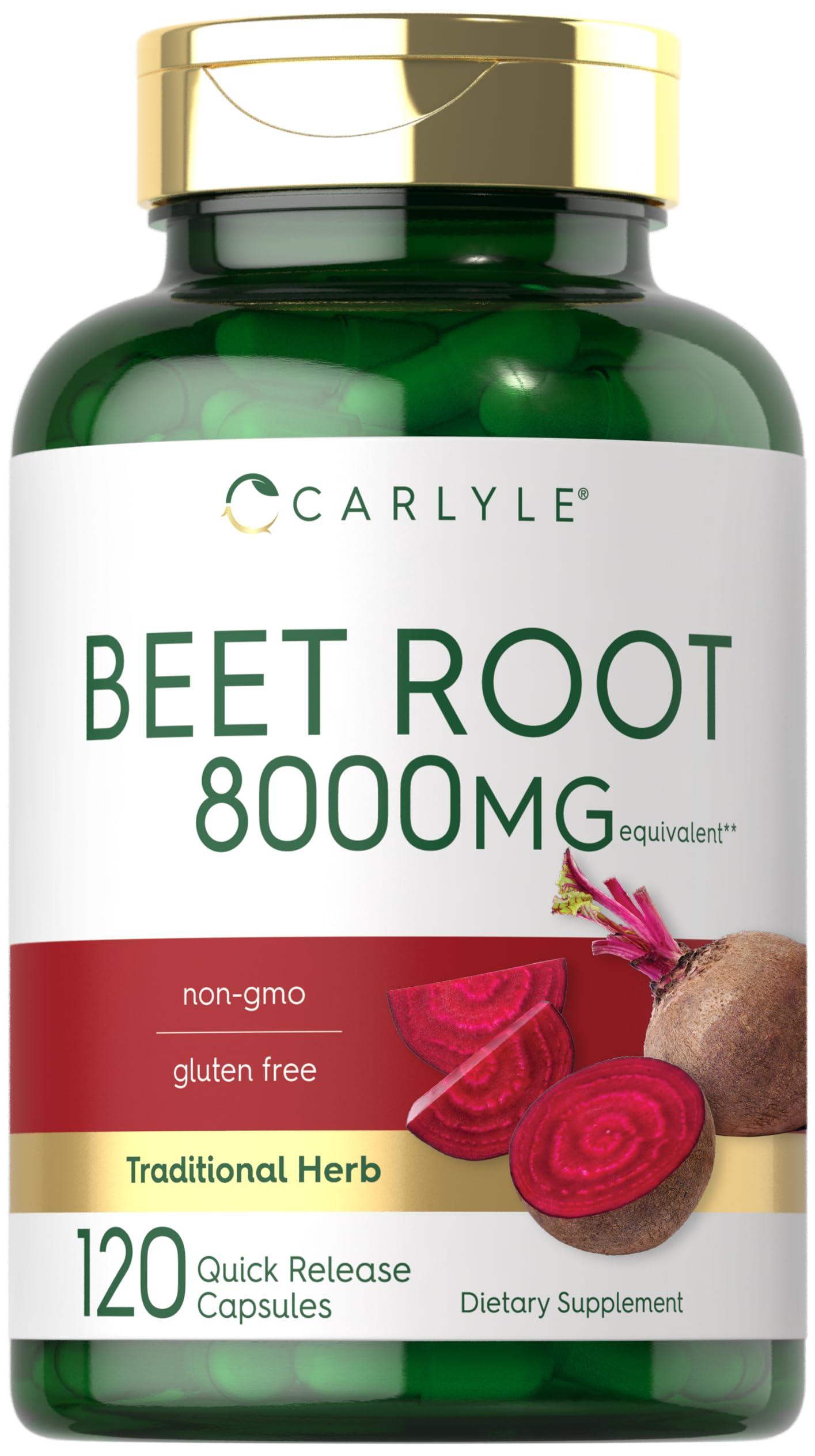Carlyle Carlyle Beet Root Capsules | 8000 mg | 120 Count | Non-GMO and Gluten Free Supplement