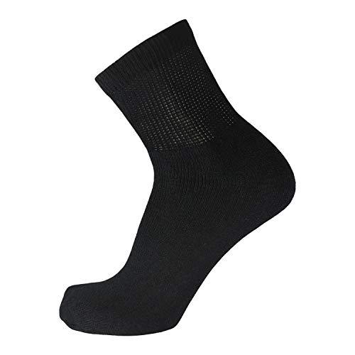 Brooklyn Socks Big and Tall Diabetic Cotton Neuropathy Ankle Socks, King Size Mens Athletic Socks (13-15, Quarter Black) - 12 pairs
