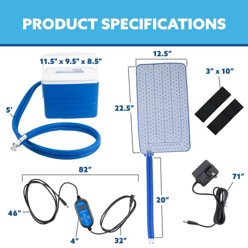 Polar Products Polar Active Ice 3.0 | 9 QT Cold Therapy Ice Machine | Programmable Timer | Full Circumference Knee Pad | Cryotherapy Pain Relief System | Ace Bandage Style Compression