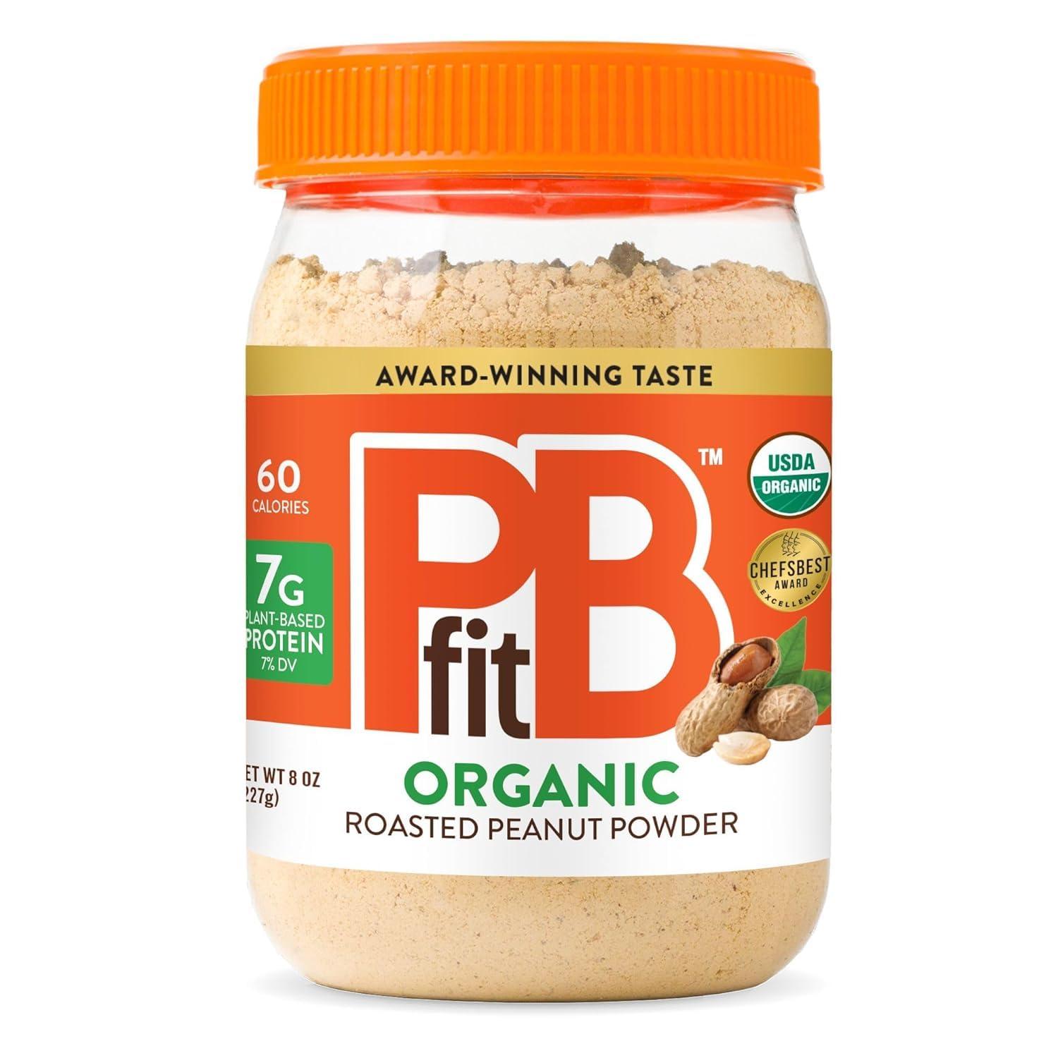 PBfit PBfit 8 Ounce Organic Peanut Butter Powder, Powdered Peanut Spread from Real Roasted Pressed Peanuts, 7g of Protein 7% DV, Gluten-Free, 60 calories, 87% less fat (Pack of 1)