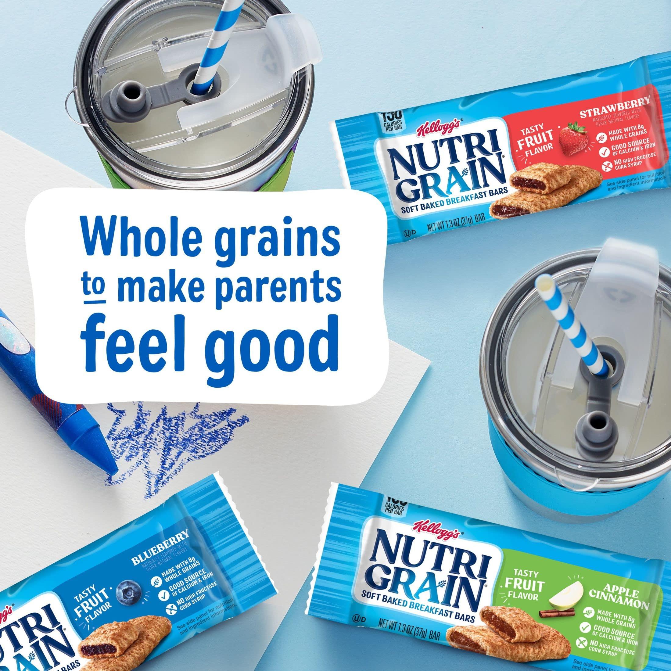 Nutri Grain Nutri-Grain Soft Baked Breakfast Bars, Made with Whole Grains, Kids Snacks, Variety Pack (4 Boxes, 32 Bars)