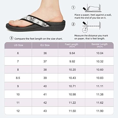 MEGNYA MEGNYA Orthotic Flip Flops for Women, Best Plantar Fasciitis Supportive Sandals for Flat Feet, Comfortable Women Walking Thong Flip Flop Sandals Black White Size 7