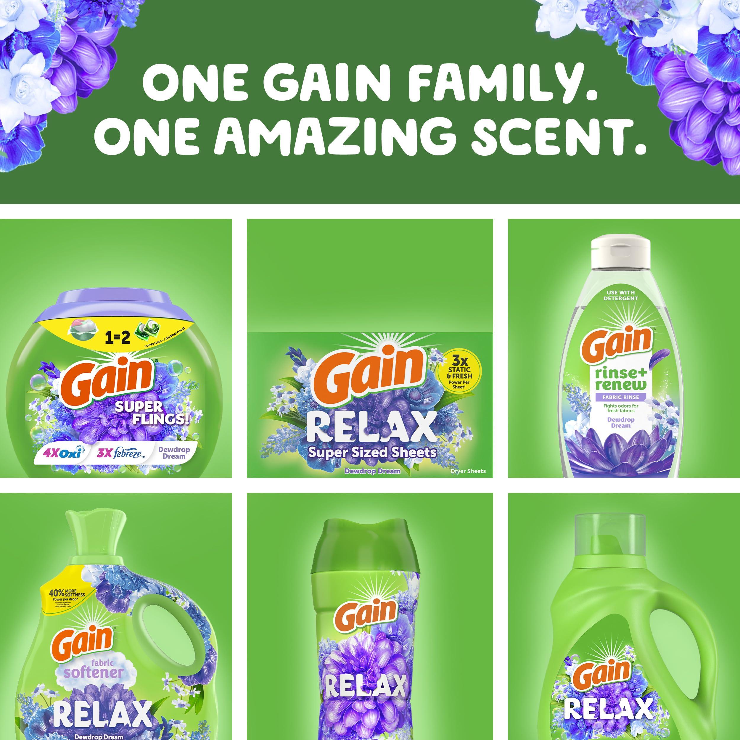 Gain Gain Super Sized Flings Laundry Detergent Pacs, 45 Count, Dewdrop Dream Scent