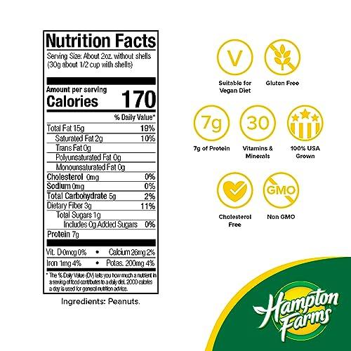 Hampton Farms Hampton Farms - USA Grown All-Natural - Fancy Roasted In-Shell Unsalted Peanuts - 5 lb. Bag