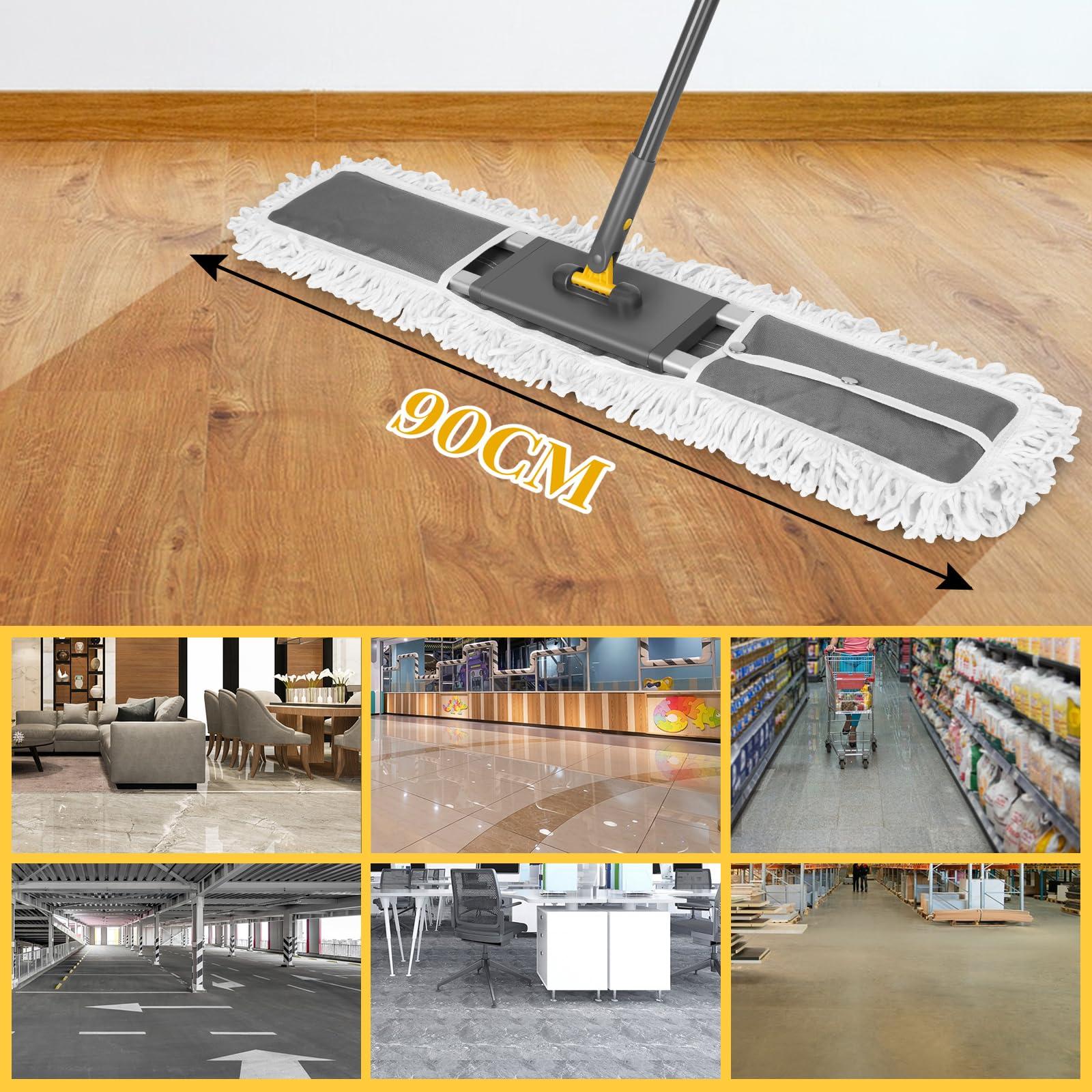 Masthome Masthome 60\" Adjustable Commercial Dust Mop | Heavy Duty Industrial Floor Mop with 1 Cotton & 2 Microfiber Pads | for Hardwood, Tile, Marble & Vinyl Floors Cleaning