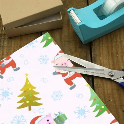 OTVEE OTVEE 4 Rolls Gift Wrap Paper Roll,Cute Pig and Christmas Tree Design Gift Wrap Wrapping Paper for Birthdays, Graduations, Father\'s Day, Baby Showers, Halloween, Christmas, 58x22.8 in Per Roll
