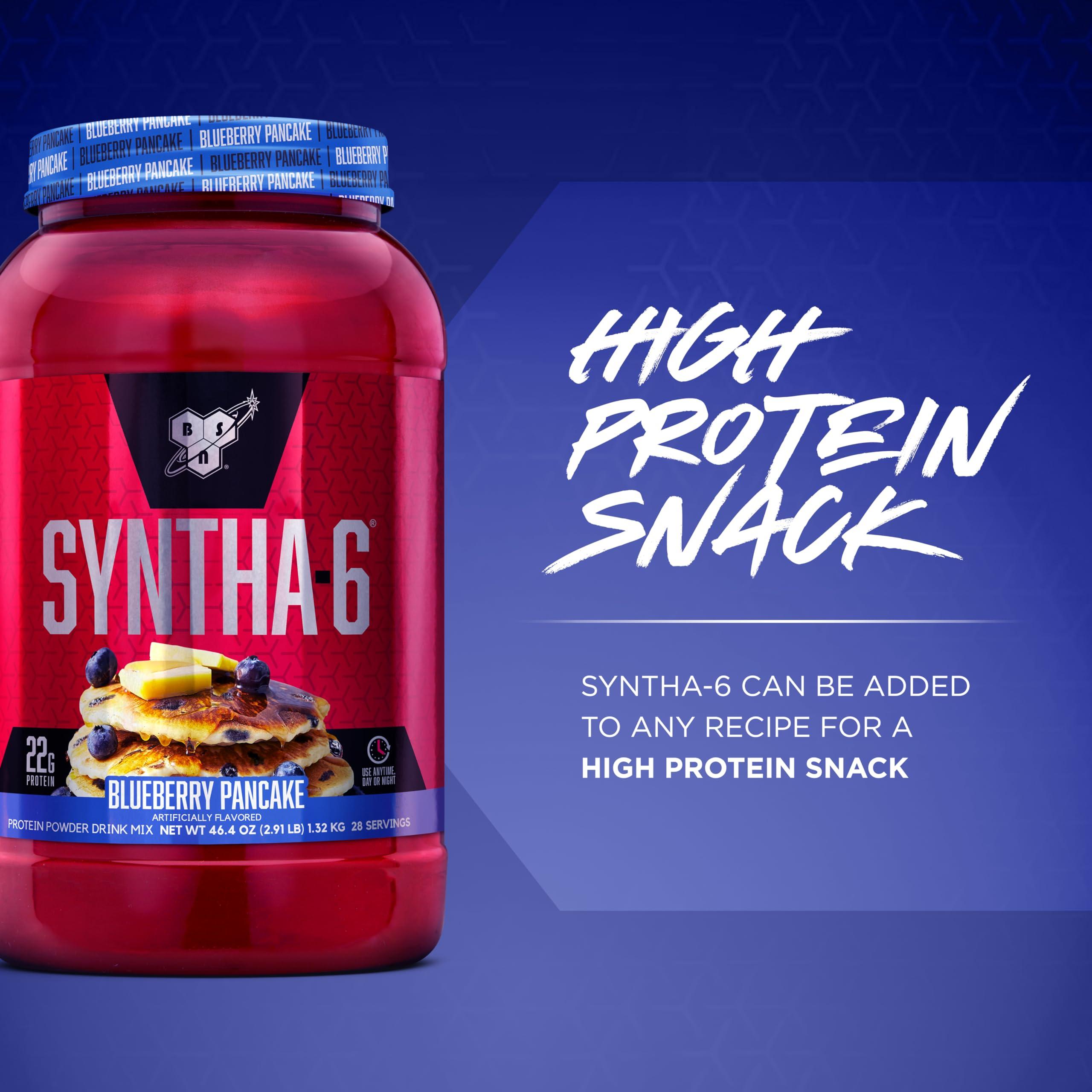 BSN BSN SYNTHA-6 Whey Protein Powder, Milk Isolate Protein Powder with Micellar Casein, Blueberry Pancake, 28 Servings (Packaging May Vary)