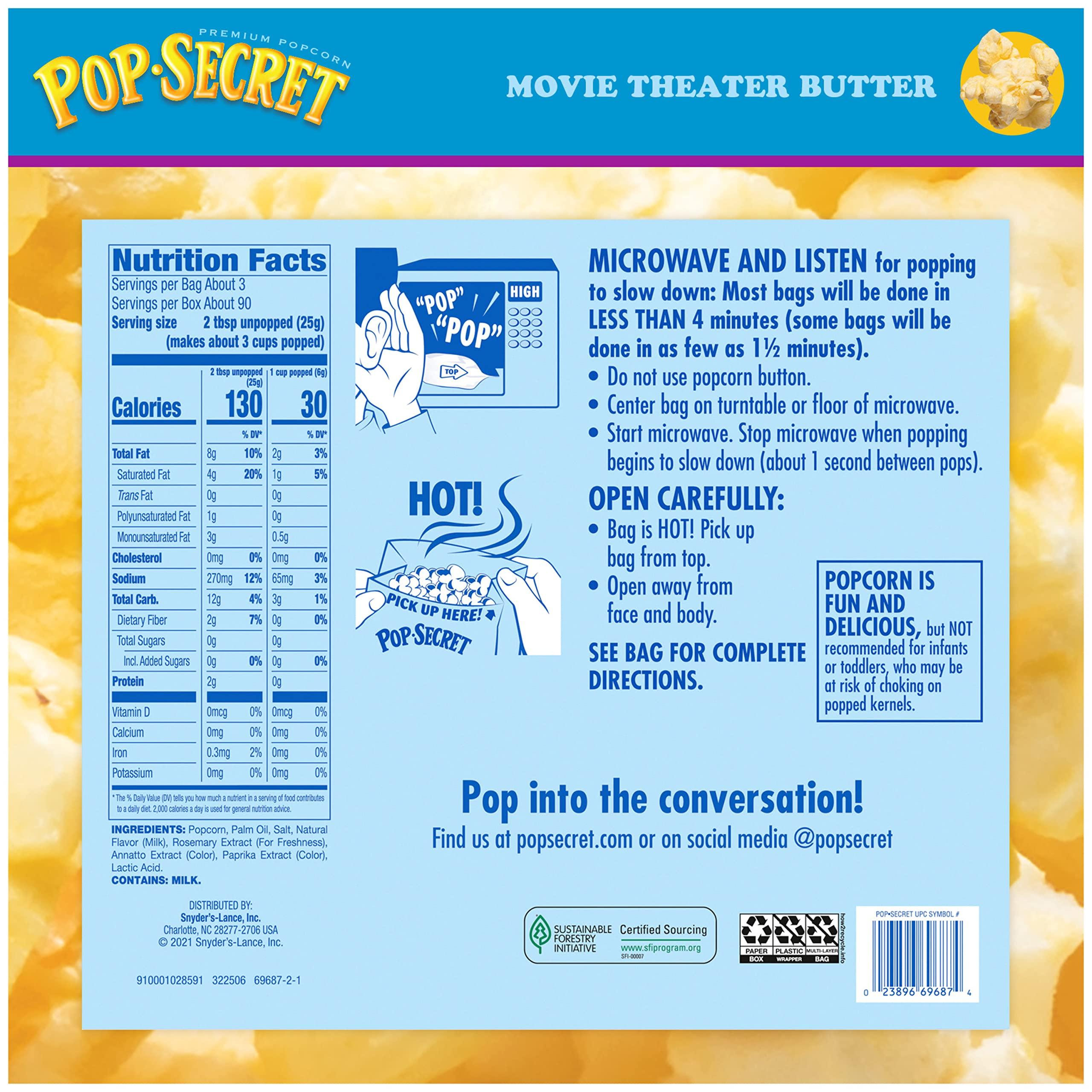 Pop Secret Pop Secret Microwave Popcorn, Movie Theater Butter Flavor, 3 Oz Sharing Bags, 30 Ct (Pack of 3)