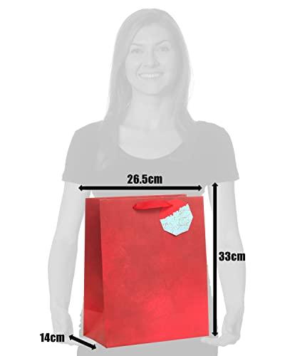 UK Greetings UK Greetings Multipack of 6 Large Gift Bags with Tags for Him/Her/Friend - Red Design
