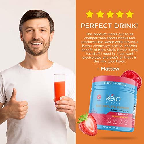Keto Vitals Keto Vitals Keto Electrolytes Powder | Keto-Friendly Electrolytes with Potassium, Magnesium, Sodium, Calcium | Keto Electrolytes Supplement Energy Drink Mix | Sugar-Free, Zero Calories, Zero Carbs