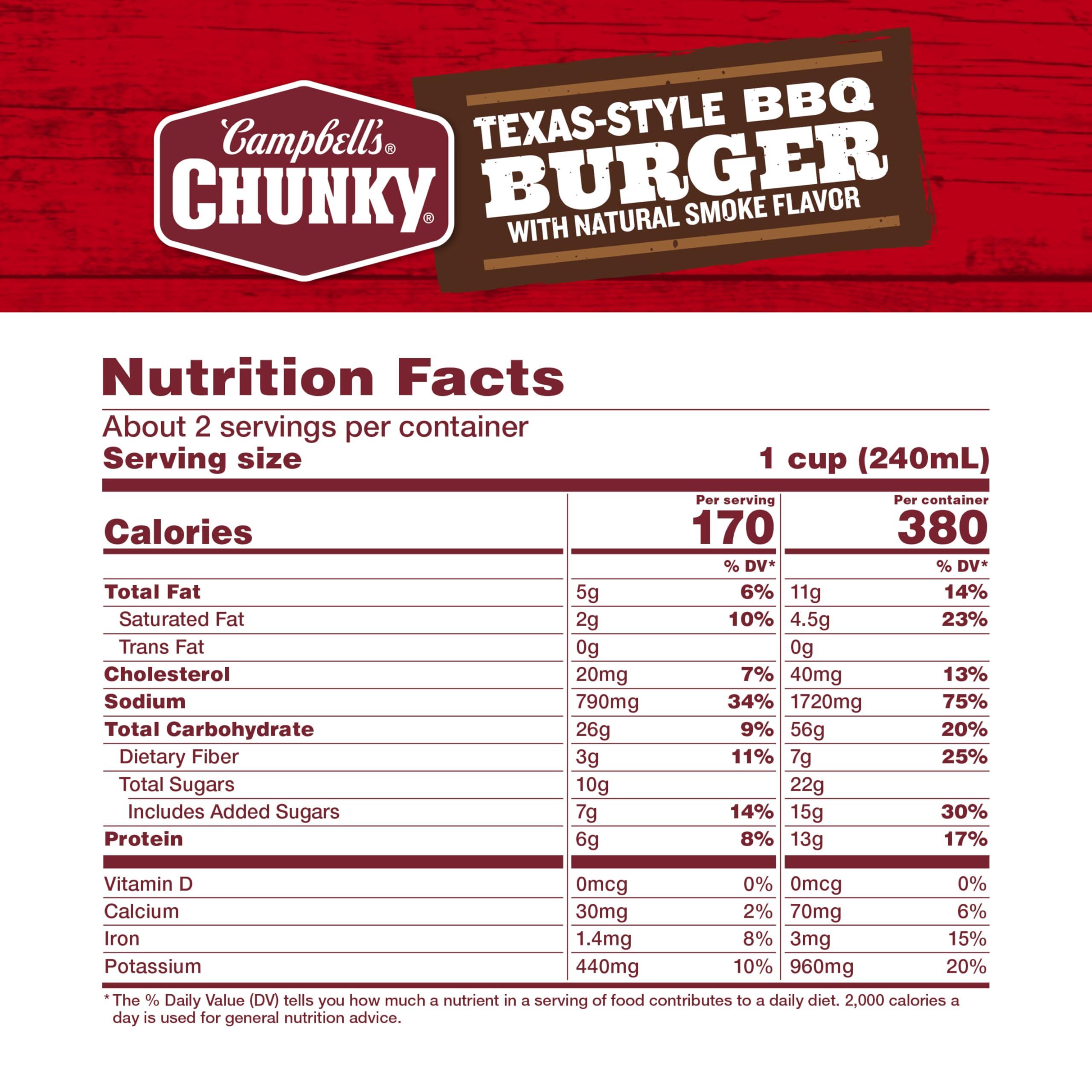 Campbell\'s Campbells Chunky Soup, Texas-Style BBQ Burger with Natural Smoke Flavor, 18.8 oz Can