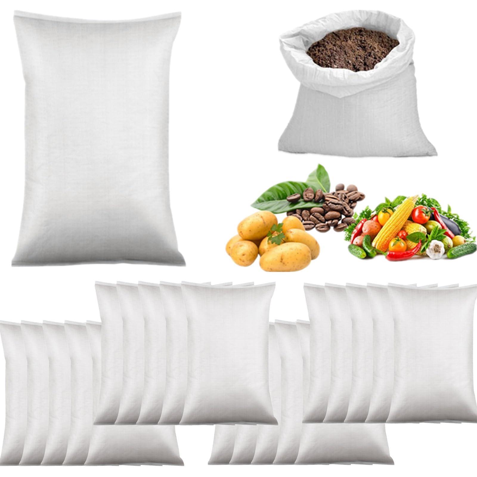 sgmedila Thick White Plastic Woven Bag Garden Bags, Reusable crop bags Soil bag Reusable Yard Bags Heavy Duty Gardening Leaf Bag, Yard Patio Bags,Outdoor Lawn Pool Waste Bags (10Pcs)