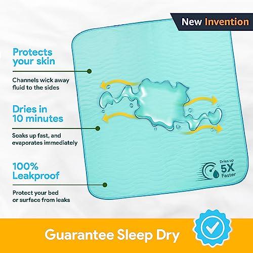 IMPROVIA IMPROVIA® Washable Underpads, 34" x 36" (Pack of 6) - Heavy Absorbency Reusable Incontinence Pads for Kids, Adults, Elderly, and Pets - Waterproof Protective Pad for Bed, Couch, Sofa, Furniture, Floor