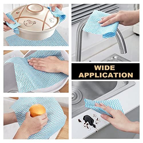 Supmaquc Supmaquc 2 Pack Upgraded Reusable Cleaning Cloths Extra Thick Durable Disposable Cleaning Towels Kitchen Dish Paper Multi Purpose Household Towels Thickened Non Woven Wipes, 7.9\"X11.8\", Blue