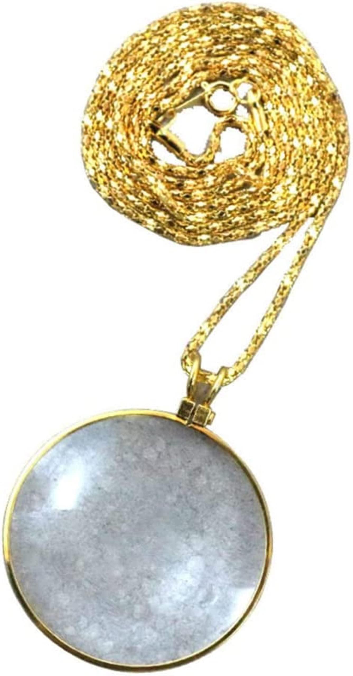 JDXQBLD JDXQBLD Magnifying Glass Necklace Pendant 5X Necklace Magnifier Chain Monocle Reading NewspaperMagazine Map for s Silver,A-Golden