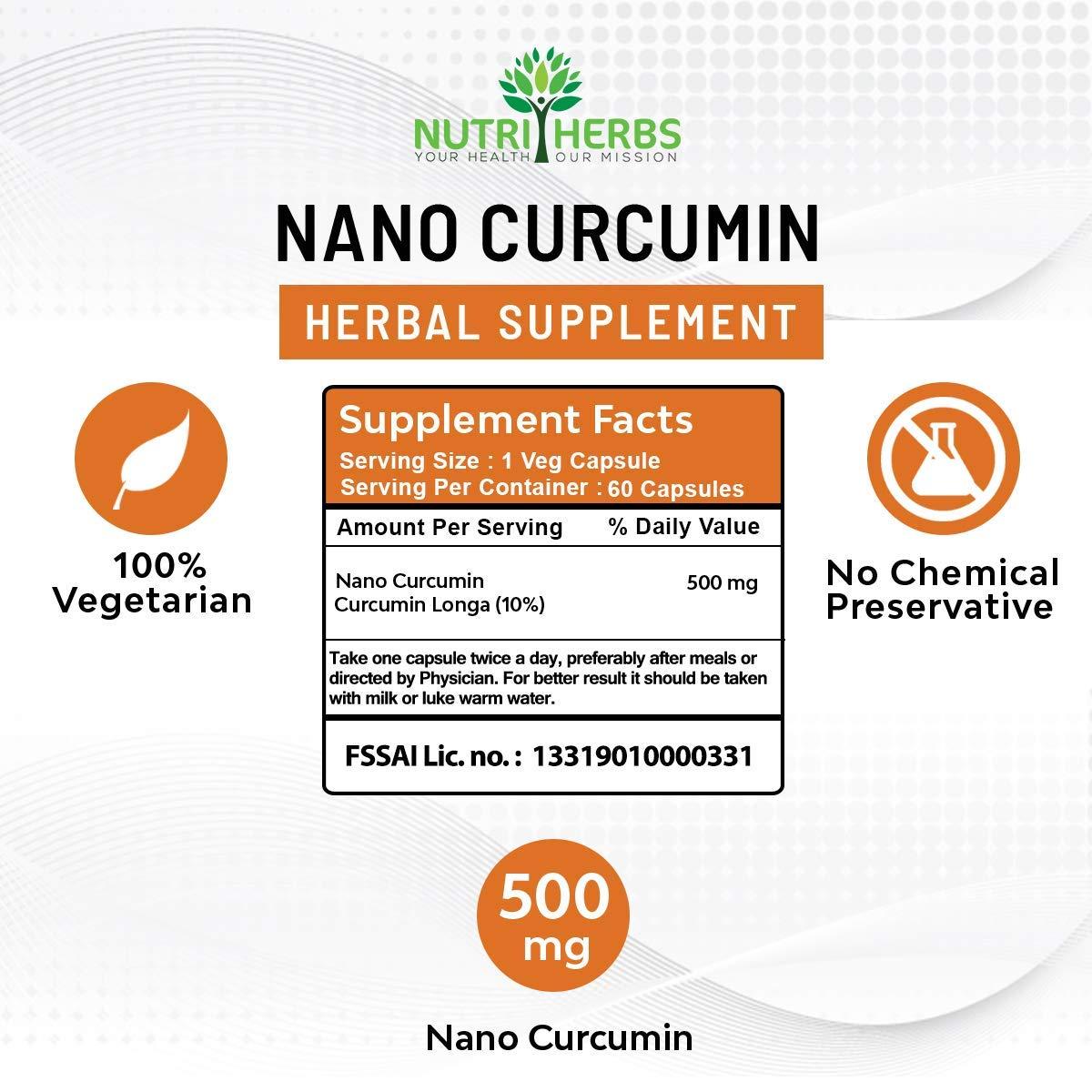 Dharma Dharma Nutriherbs Nano Curcumin Longa - Turmeric Extract 60 Capsules for Men & Women Supplement