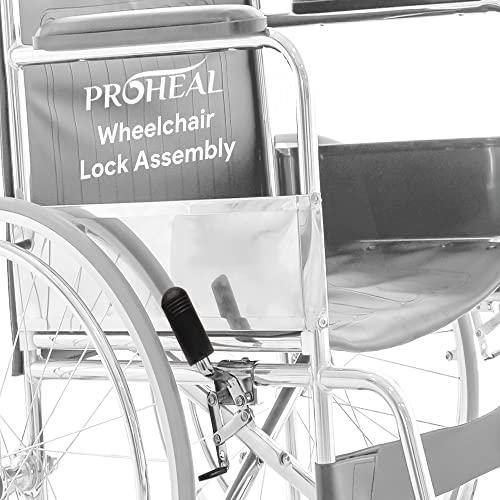 ProHeal Universal Wheelchair Brakes - Heavy-Duty Wheelchair Parts and Accessories - Secures Patient Wheel Chair with Brakes Replacement - Right Wheel Brake