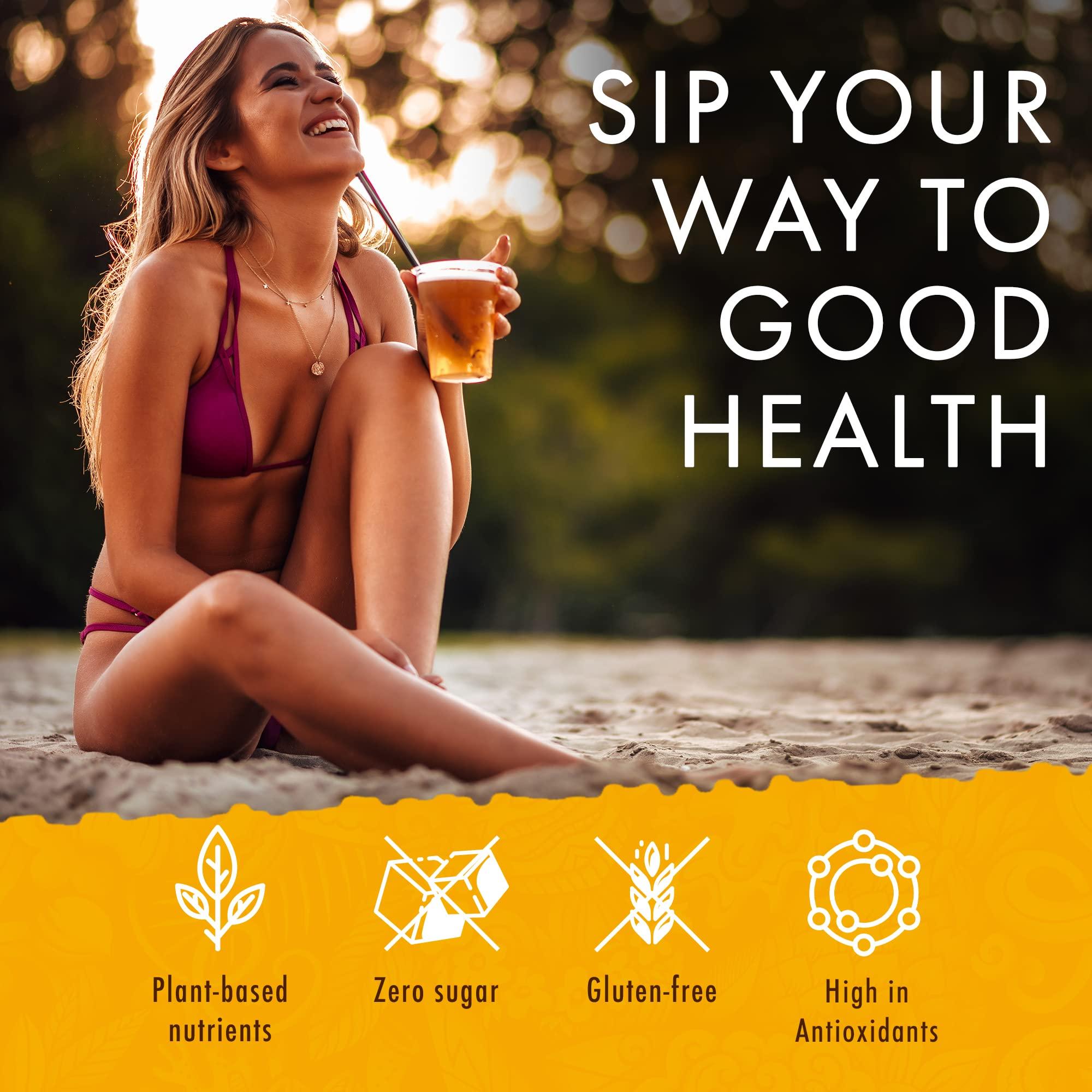 HAWAIIAN NATURAL T·E·A Hawaiian Natural Tea Mango Peach Flavored Organic Tea - Tropical Fruit Green Tea Blend with Black Tea - Perfect Daily Cup & Gift for Tea Lovers - 60 Tea Bags