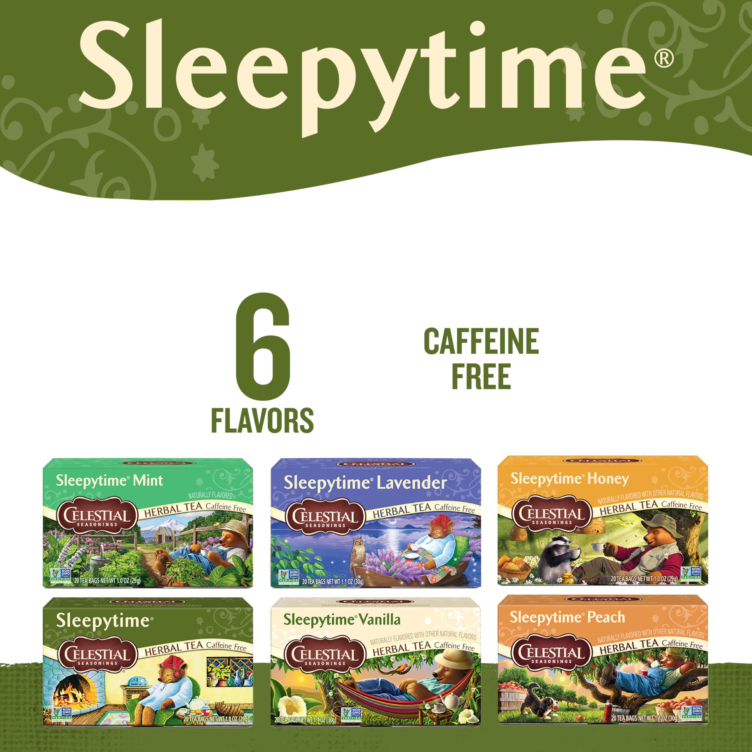 Celestial Seasonings Celestial Seasonings Sleepytime Herbal Tea, Variety Pack - Caffeine Free Sleep Tea, 20 Tea Bags Per Box (Pack of 6)