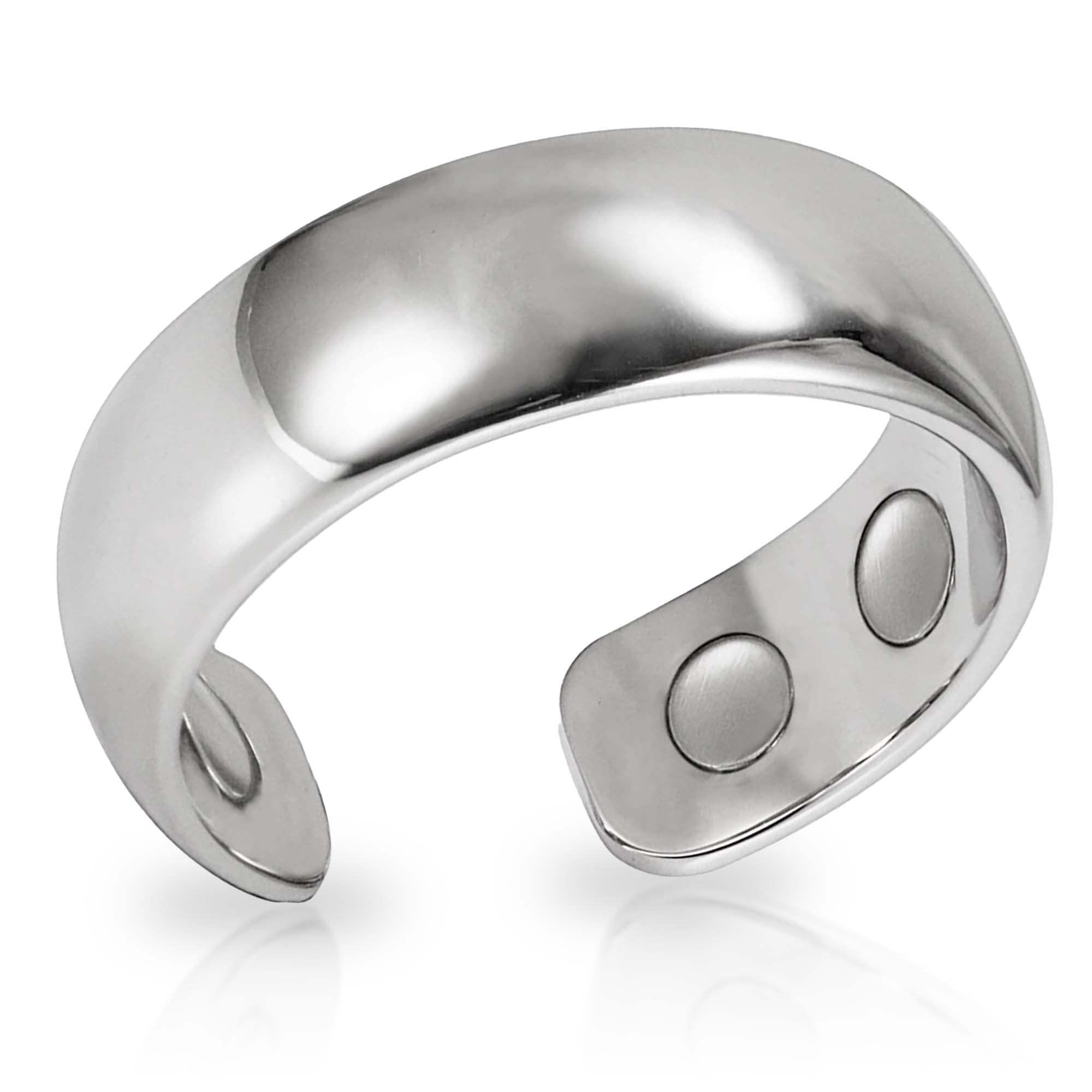 MagnetRX MagnetRX Magnetic Ring - Elegant Stainless Steel Ring - Magnet Rings for Men (Polished Silver | Size: 8)
